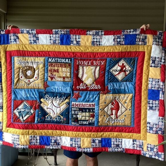 NWT. Hand Crafted Baseball for All Ages Lap Quilt - Picture 2 of 14